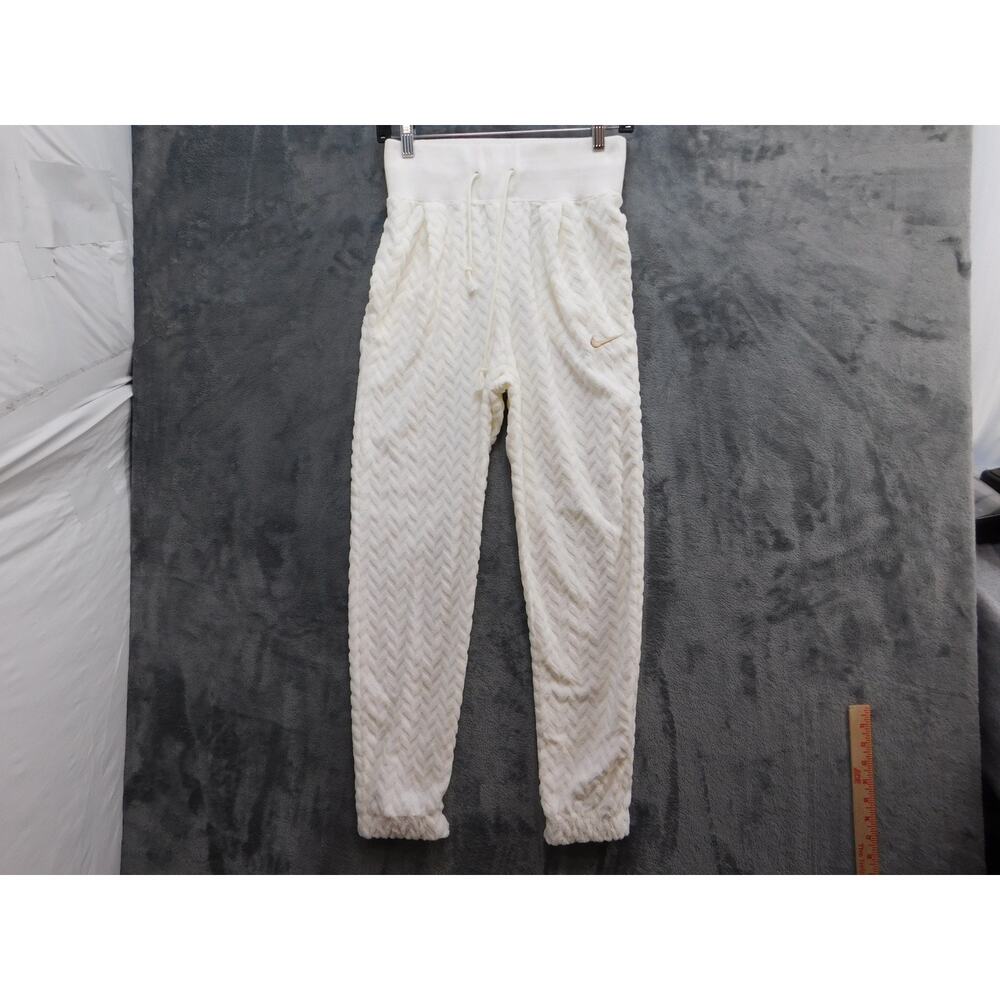 Nike Pants Womens Small White DR2178-133 Fleece Chevron Lounge Swoosh Joggers